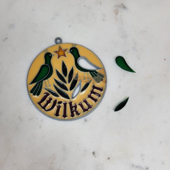 VINTAGE WILKUM Stained Glass Ornament Birds Star Round Sun Catcher Art Decor - Picture 10 of 12